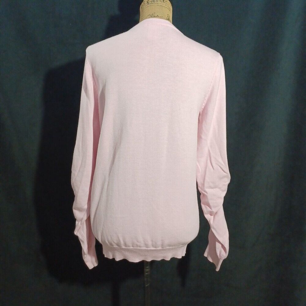 Sundance Cardigan MED Pastel Pink Merino Wool Long Sl Pocket Lightweight Sweater - Picture 4 of 6